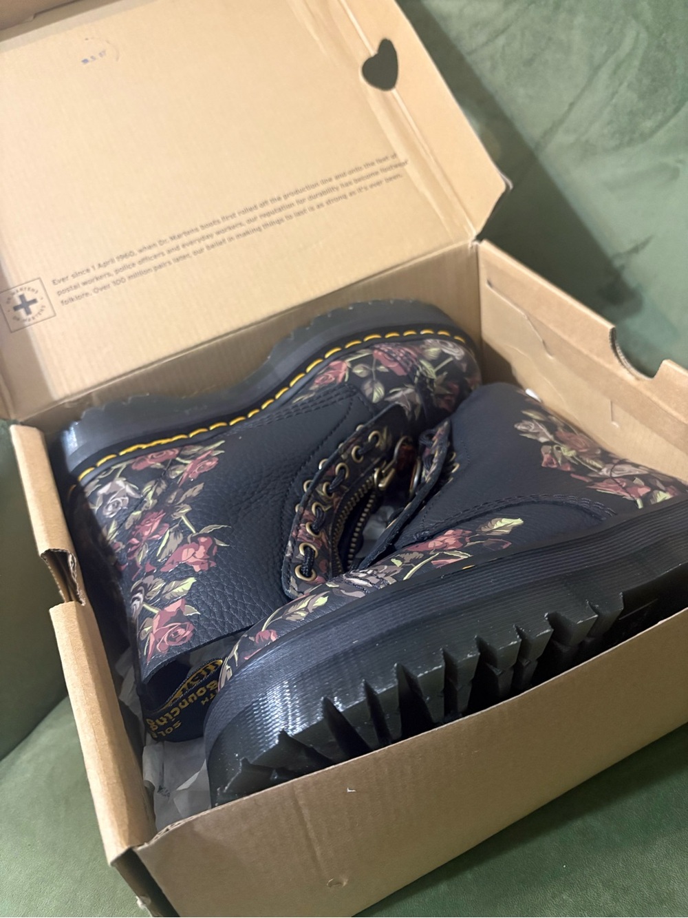 Dr. Martens Black Floral Platform Zip Lace-Up Boot - Picture 3 of 11